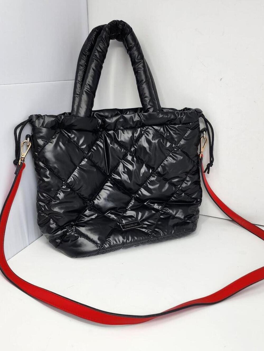 Vintage Red Black Puffer Bag Crossbody Handbag